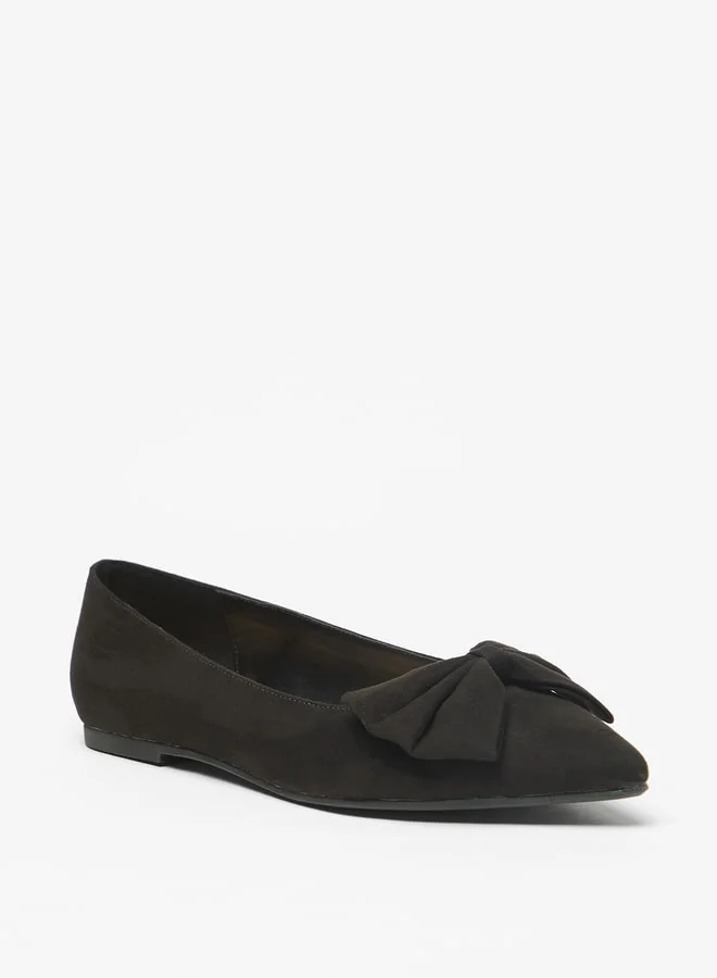 Celeste Women Bow Accented Slip On Pointed Toe Ballerina Shoes