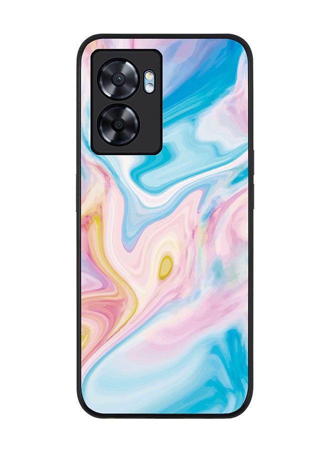 Stylizedd Rugged Black edge case for Oppo A57 Slim fit Soft Case Flexible Rubber Edges Anti Drop TPU Gel Thin Cover - Marble Print Aqua  - Image 1