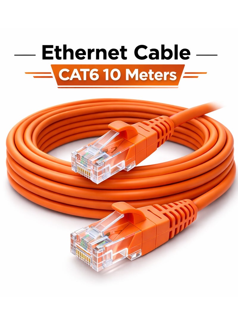 فوجيشكا كابل إيثرنت بطول 10 أمتار – موصلات RJ45 متينة لشبكات سلكية موثوقة | مثالي لأجهزة التوجيه، والمفاتيح، وأجهزة الكمبيوتر والمزيد | تصميم مضاد للتشابك مع تنظيم بأربطة الالتفاف | رؤية محسّنة لإدارة الكابلات بسهولة - Image 1