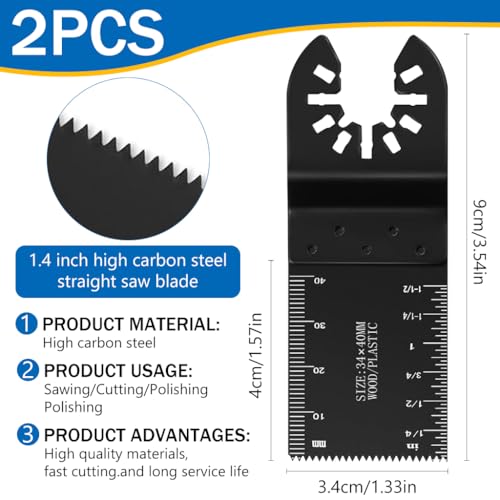 Serplex® 2Pcs Cutting Blades Tool for Power Drill Cutting Blades Tool Attachment with Scales for Power Drill Quick Release Oscillating Multitool Carboon Steel Saw Blades for Wood, Plastic, Soft Metal - Image 2