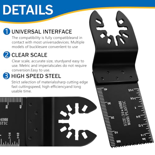 Serplex® 2Pcs Cutting Blades Tool for Power Drill Cutting Blades Tool Attachment with Scales for Power Drill Quick Release Oscillating Multitool Carboon Steel Saw Blades for Wood, Plastic, Soft Metal - Image 3