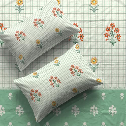 Urban Space 144 TC Divine 100% Cotton Bedsheet for Double Bed with 2 Pillow Covers, Queen Bedsheet (Size 90 x 100 inches, Magnolia sage Green, Double) - Image 5