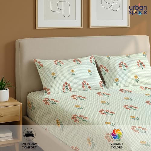 Urban Space 144 TC Divine 100% Cotton Bedsheet for Double Bed with 2 Pillow Covers, Queen Bedsheet (Size 90 x 100 inches, Magnolia sage Green, Double) - Image 4
