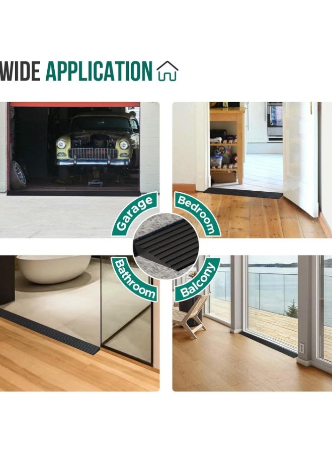 Door Threshold Ramp Self Adhesive Rubber Ramp for Garage Bedroom Bathroom Size X50-10 50mm Width 10mm Height Black - Image 2