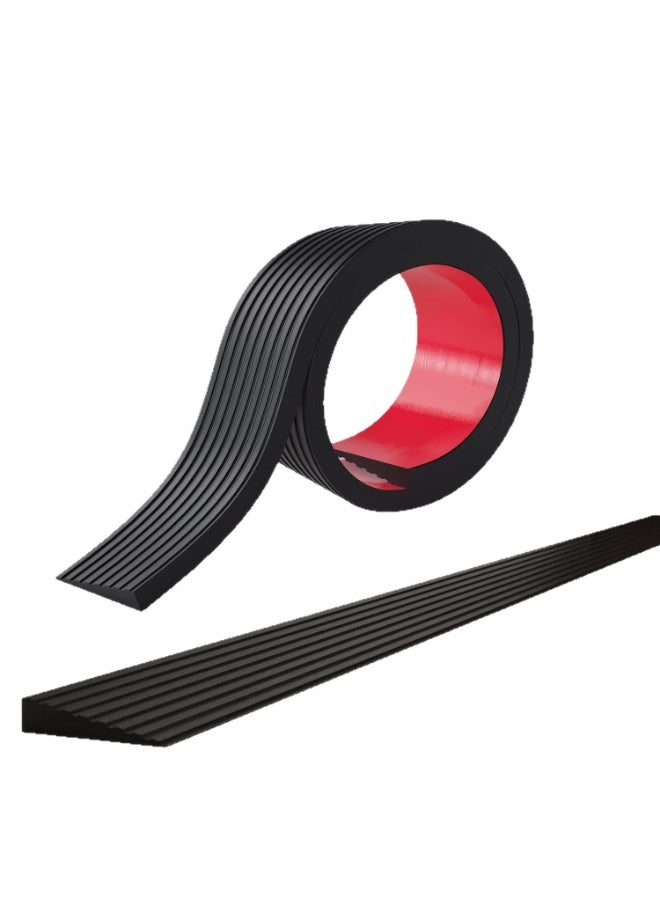 Door Threshold Ramp Self Adhesive Rubber Ramp for Garage Bedroom Bathroom Size X50-10 50mm Width 10mm Height Black - Image 1