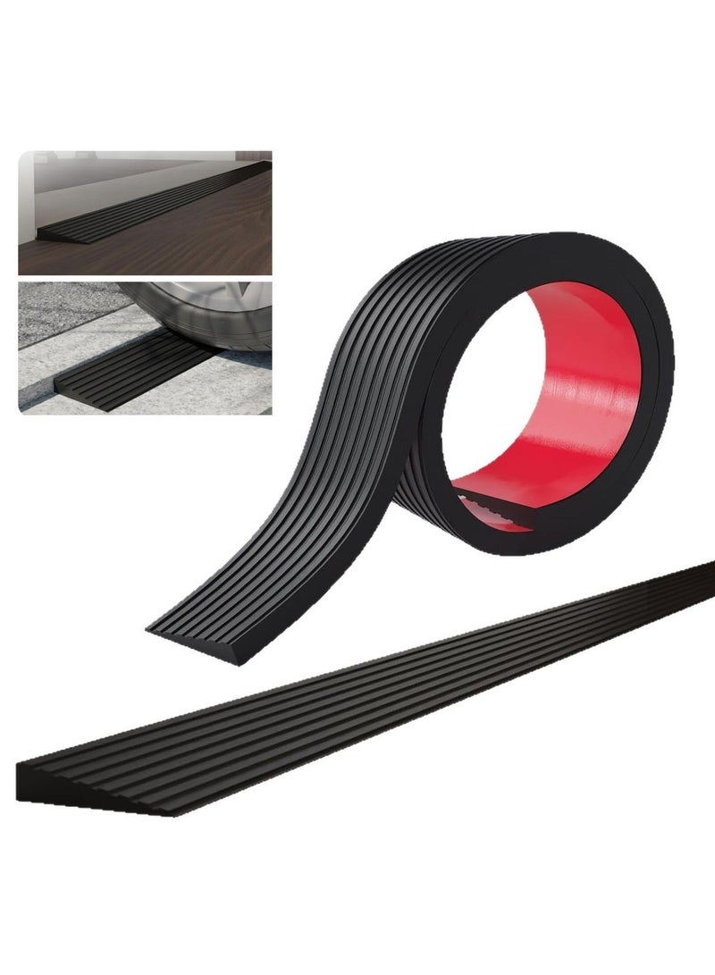 Door Threshold Ramp Self Adhesive Rubber Ramp for Garage Bedroom Bathroom Size X50-10 50mm Width 10mm Height Black - Image 1