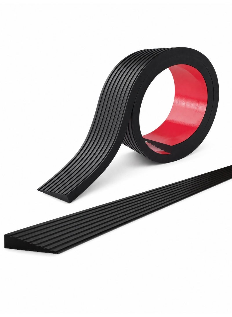 Self Adhesive Rubber Door Threshold Ramp, 50mm Wide 10mm High Floor Transition Strip, 1000mm Long Low Profile Doorway Ramp for Garage Bedroom Bathroom, Black - Image 1