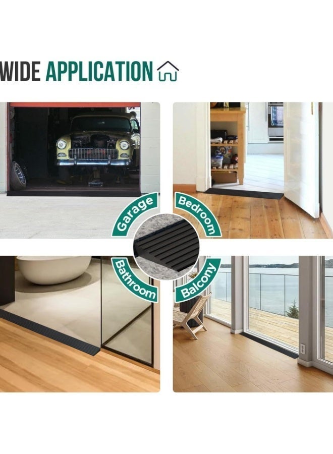 Self Adhesive Rubber Door Threshold Ramp, 50mm Wide 10mm High Floor Transition Strip, 1000mm Long Low Profile Doorway Ramp for Garage Bedroom Bathroom, Black - Image 2