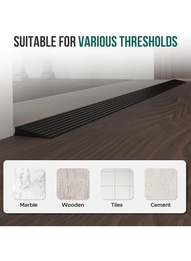 Self Adhesive Rubber Door Threshold Ramp, 50mm Wide 10mm High Floor Transition Strip, 1000mm Long Low Profile Doorway Ramp for Garage Bedroom Bathroom, Black - Image 3