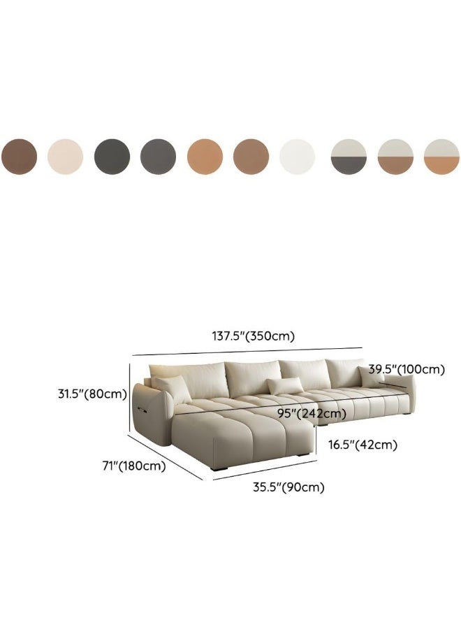 Comfynest Modern Faux Leather 4-Piece L-Shape Tufted Sectional Sofa Set (Cream, Left)  - Image 2