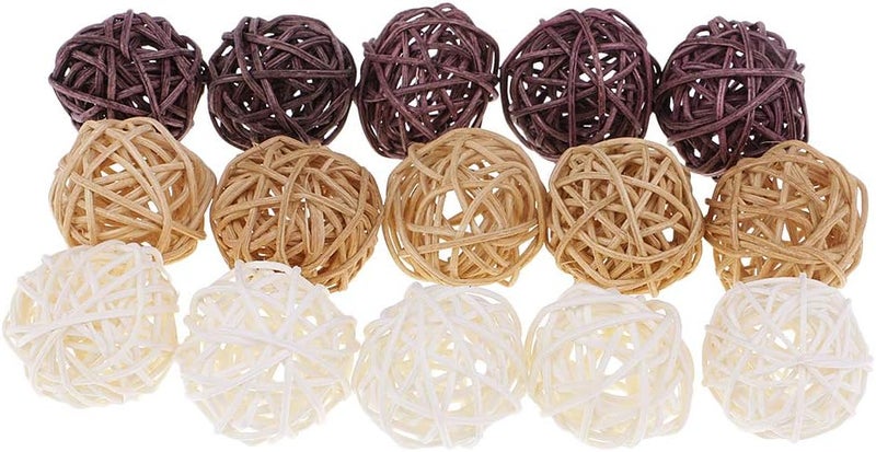klarako 20Pcs tural Round and Heart Wicker Rattan Balls - Decorative Orbs Crafts DIY Wedding Decoration, Christmas Tree, House Orments, Vase Filler - Image 3