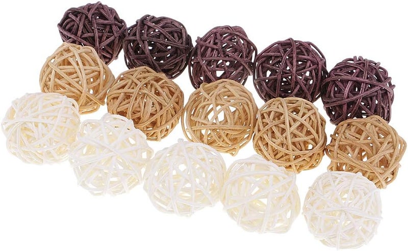 klarako 20Pcs tural Round and Heart Wicker Rattan Balls - Decorative Orbs Crafts DIY Wedding Decoration, Christmas Tree, House Orments, Vase Filler - Image 4