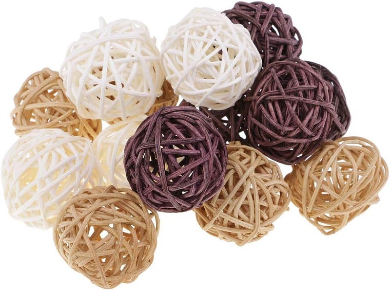 klarako 20Pcs tural Round and Heart Wicker Rattan Balls - Decorative Orbs Crafts DIY Wedding Decoration, Christmas Tree, House Orments, Vase Filler - Image 2