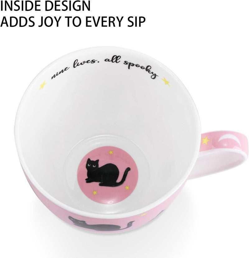 MFoffice Black Cat Mugs - 20 oz Bone China Black Cat Coffee Mug with Pumpkin, Cute Spooky Holiday and Christmas Gifts for Friends and Family, Designed in England by Harvest Green Studio - Image 5