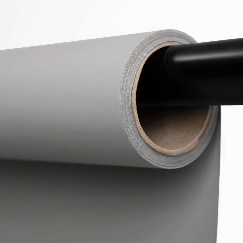 Kate Seamless Paper Backdrop for Photography Light Gray Photo Backdrop Paper (53''x16.4' Pursuit Grey) - Image 1