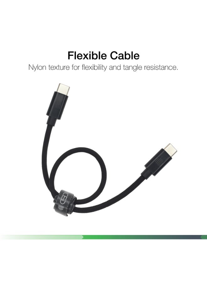 DVICED USB-C to USB-C  Charging & Data transfer 0.25m nylon cable  - Black - Image 4
