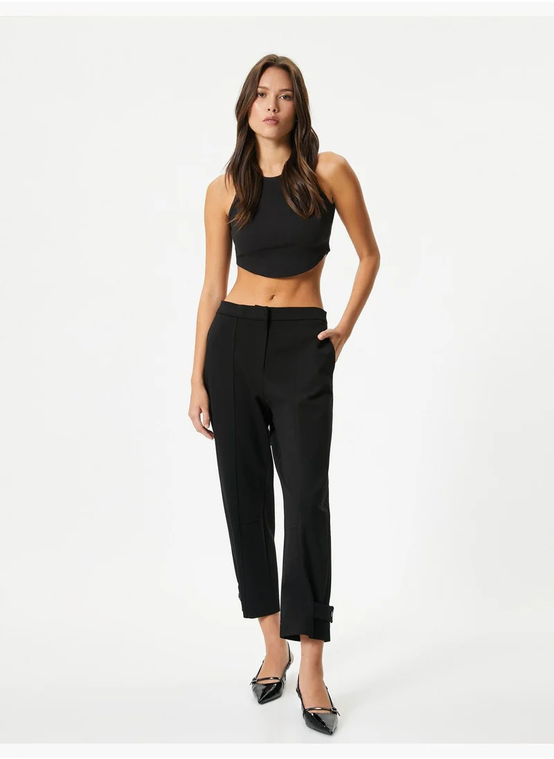 كوتون Medium Rise Pocket Detail Culotte Trousers