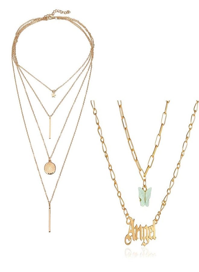 يو بيلا مجموعة مجوهرات يوبيللا الأنيقة المكونة من سلسلتين للنساء والفتيات (النمط 2) - Image 1
