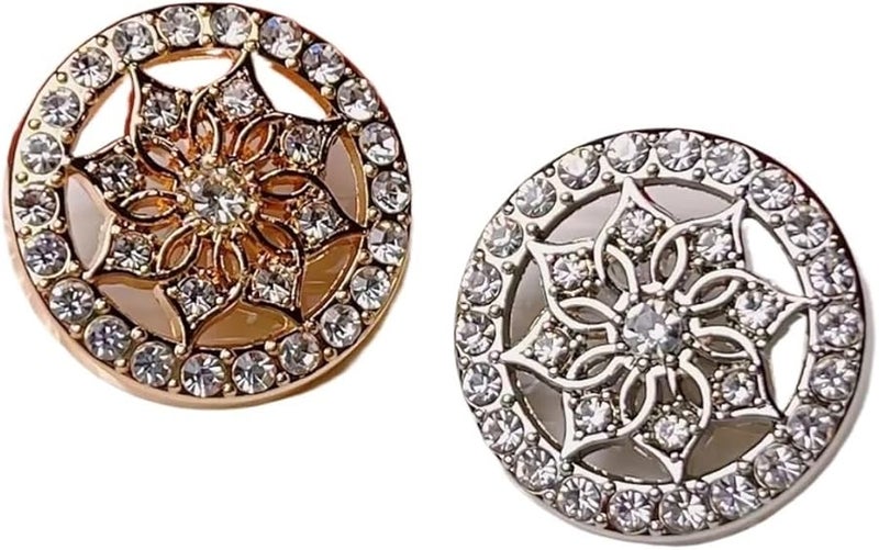 Gold Decorative Buttons 10pcs Diamond Inlaid Flower Metal Buttons 20mm for Sewing Crafts Sweater DIY - Image 3