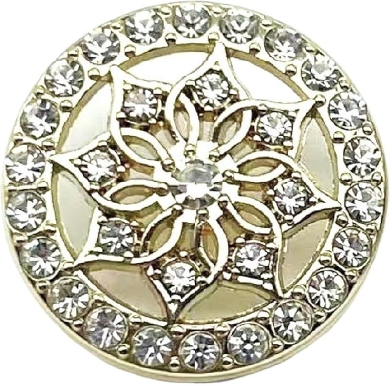 Gold Decorative Buttons 10pcs Diamond Inlaid Flower Metal Buttons 20mm for Sewing Crafts Sweater DIY - Image 2