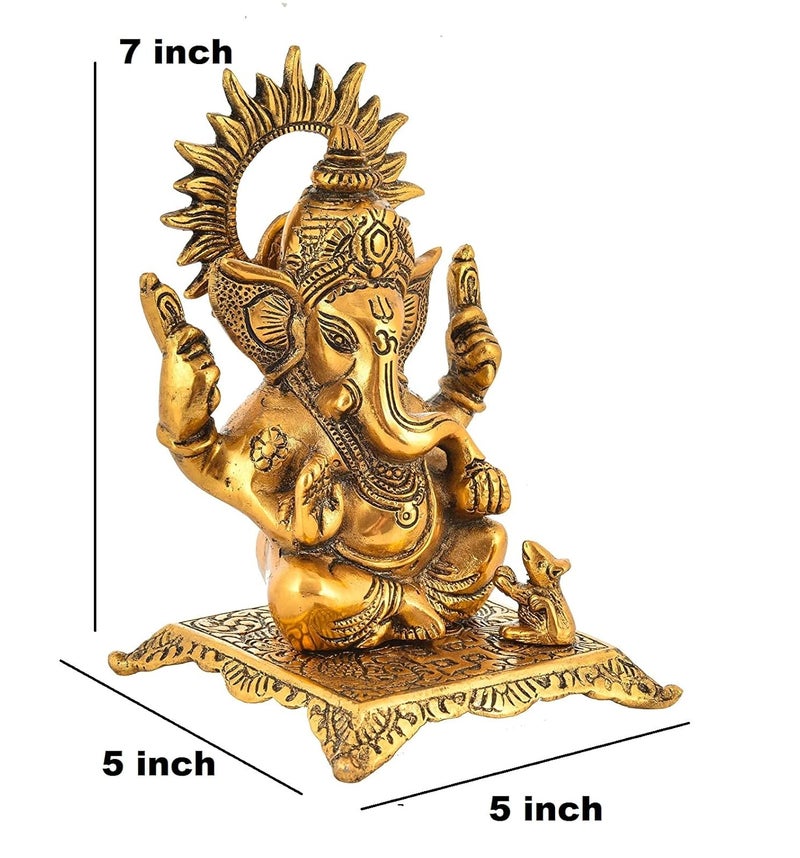 HOUZZPLUS Handicraft Metal Ganesha Idol for Home Decor Sitting Ganesha Idol for Home Decor - Image 5