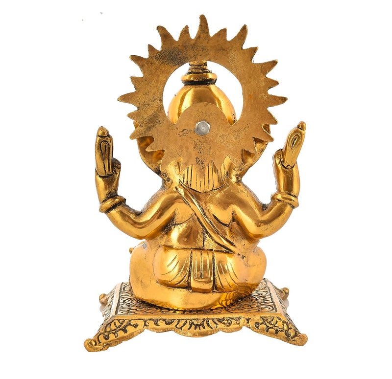 HOUZZPLUS Handicraft Metal Ganesha Idol for Home Decor Sitting Ganesha Idol for Home Decor - Image 4