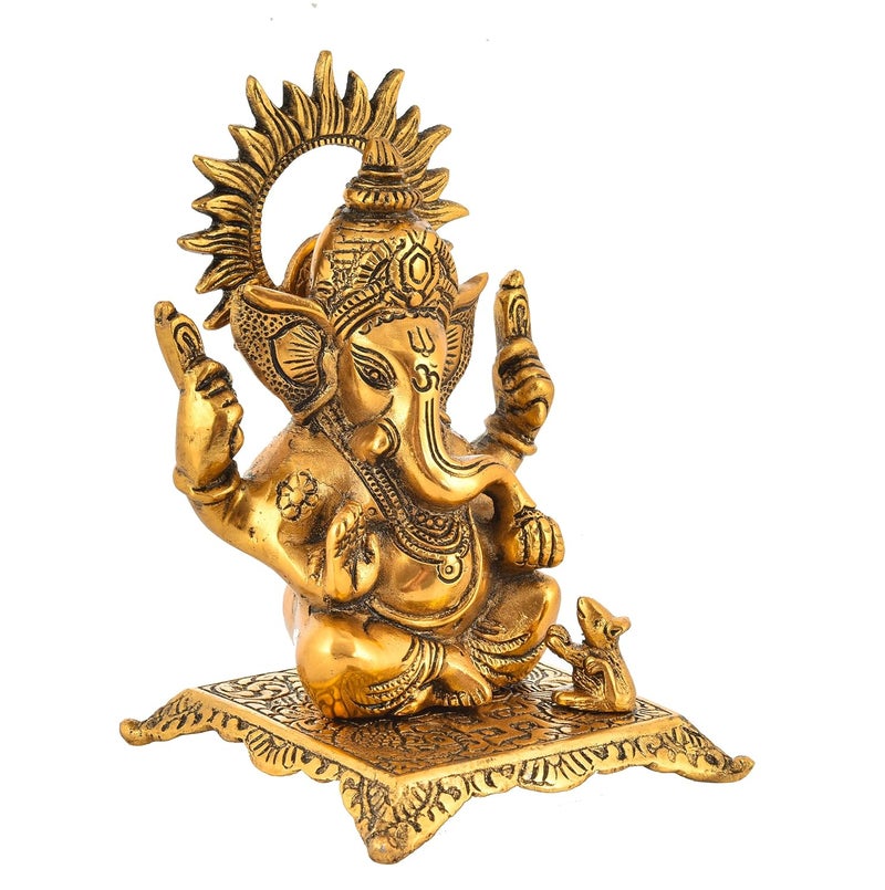 HOUZZPLUS Handicraft Metal Ganesha Idol for Home Decor Sitting Ganesha Idol for Home Decor - Image 3