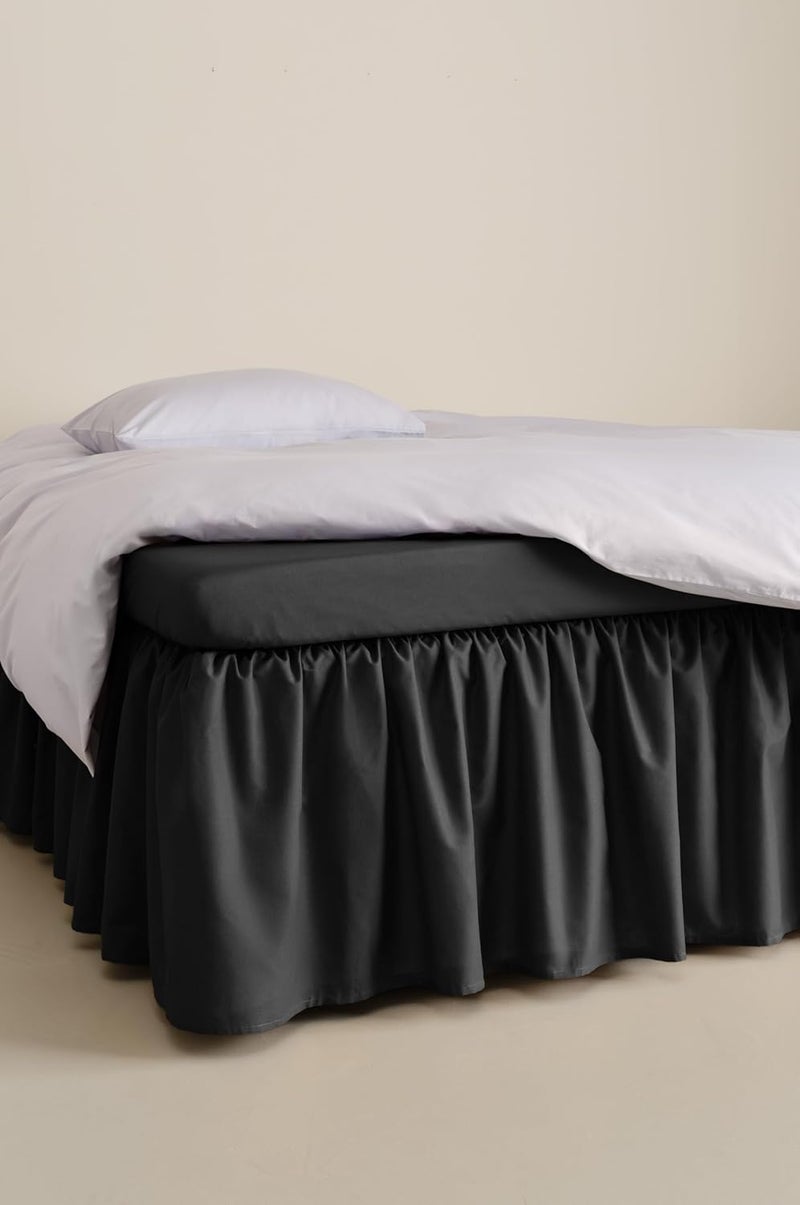 JOTEX Zack Valance Bed Skirt - 100% High Quality Organic Cotton Bed Skirt, Height 45 cm - Black, 180 x 200 cm - Image 2