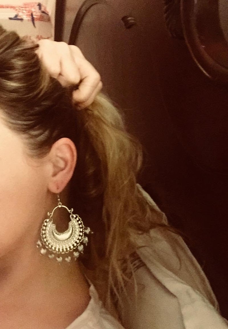 Touchstone Indian Bollywood Beautiful Style Afghani Chand Baali Moon Theme Faux Pearls Hangings Designer Jewelry Chandelier Earrings for Women in Gold Or White Tone. - Image 2