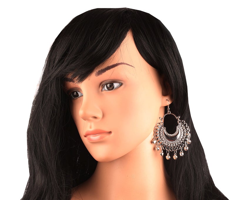 Touchstone Indian Bollywood Beautiful Style Afghani Chand Baali Moon Theme Faux Pearls Hangings Designer Jewelry Chandelier Earrings for Women in Gold Or White Tone. - Image 4