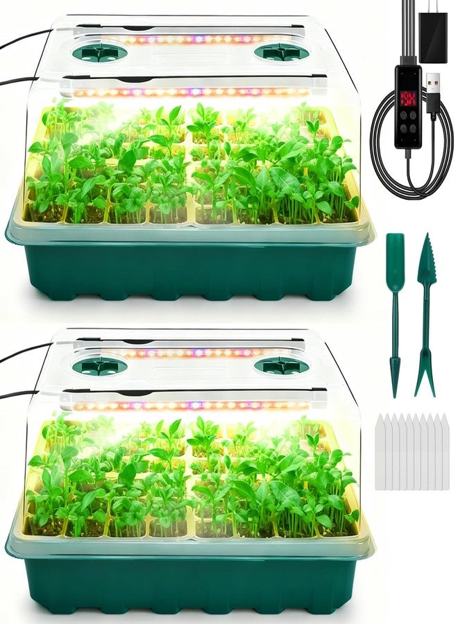 Ryscam Seed Starter Tray with Grow Light, 96-Cell Seed Starter Kit, Seedling Starter Trays with Humidity Domes, Automatic Timer, Adjustable Light Indoor Gardening Plant Germination Trays - Image 1