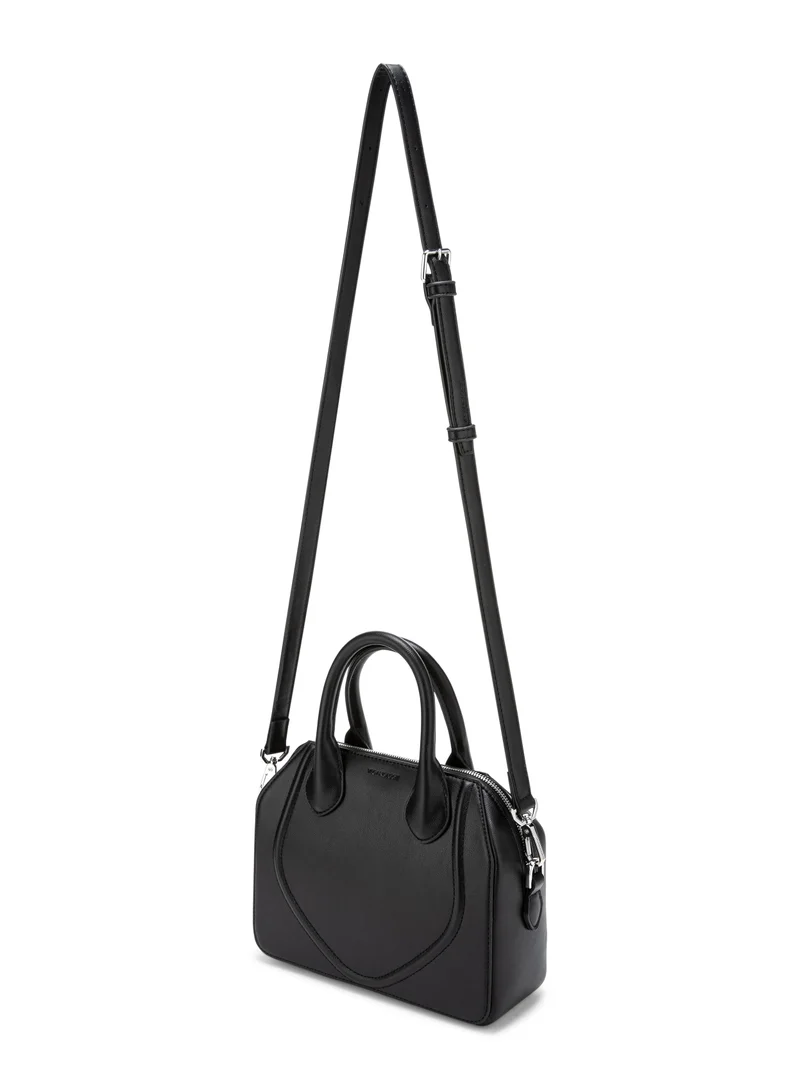 Veganologie Gemma Crossbody Bag In Onyx With Silver Hardware Made With 1.5 Bamboo Stems