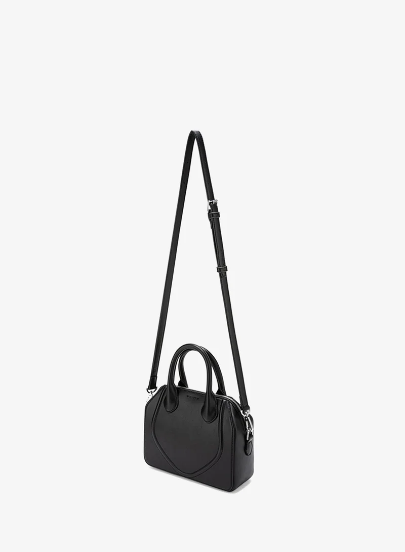 Veganologie  Gemma Crossbody Bag In Onyx With Silver Hardware Made With 1.5 Bamboo Stems for Women | Best Price UAE