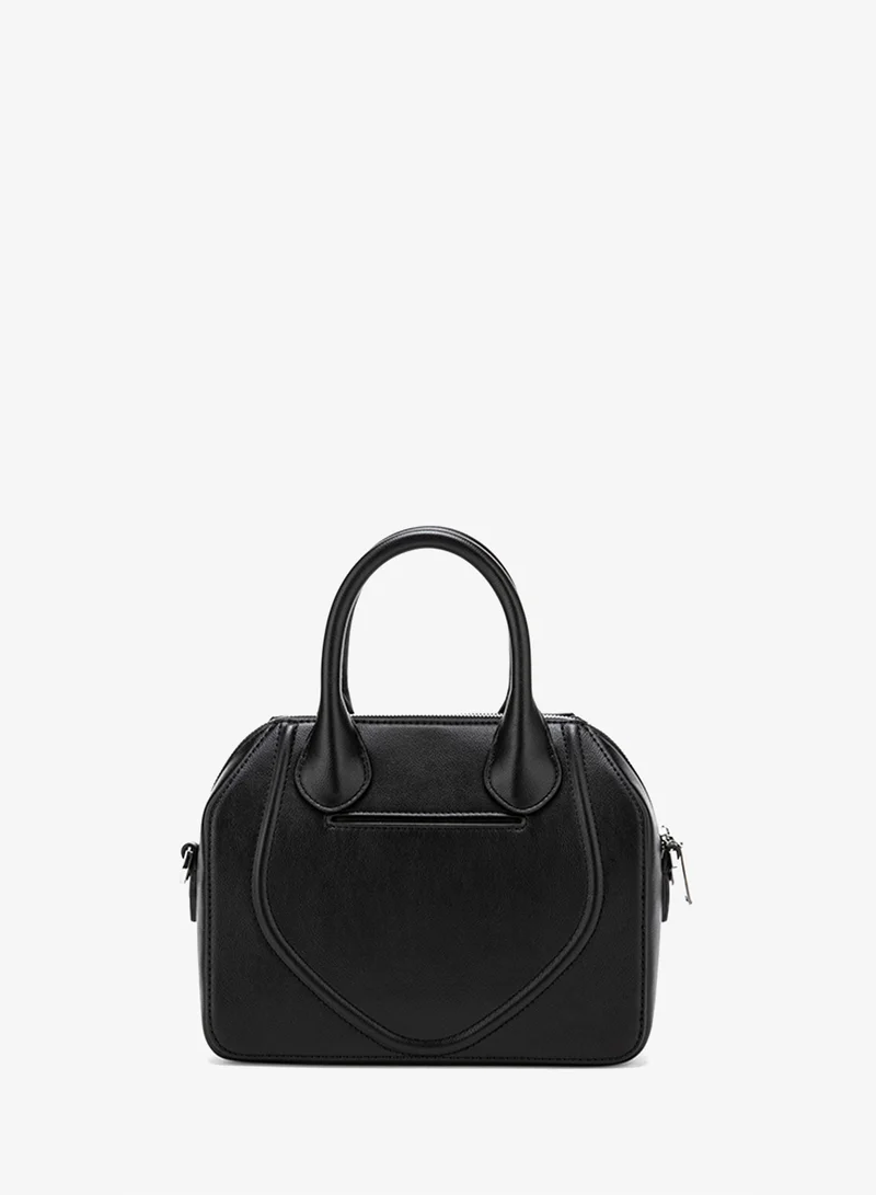 Veganologie Gemma Crossbody Bag In Onyx With Silver Hardware Made With 1.5 Bamboo Stems