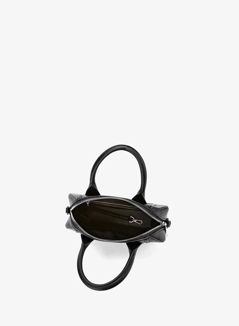 Veganologie  Gemma Crossbody Bag In Onyx With Silver Hardware Made With 1.5 Bamboo Stems for Women | Best Price UAE