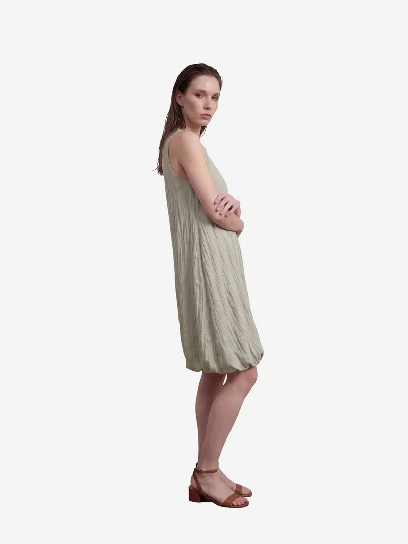 ماي فاشن MY FASHION Loose Mini Dress in Textured Lyocell