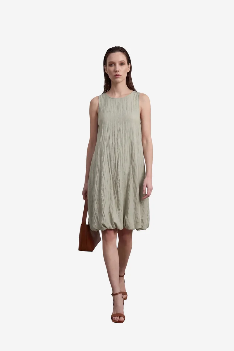 ماي فاشن MY FASHION Loose Mini Dress in Textured Lyocell
