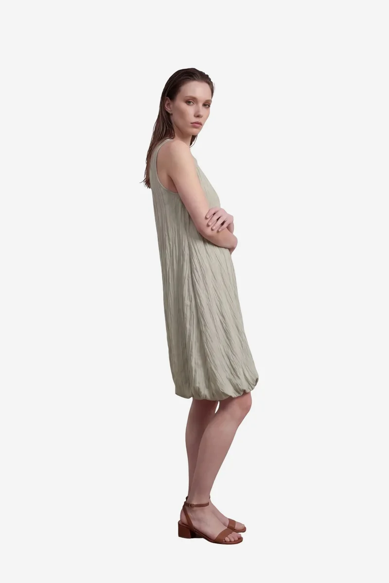 ماي فاشن MY FASHION Loose Mini Dress in Textured Lyocell