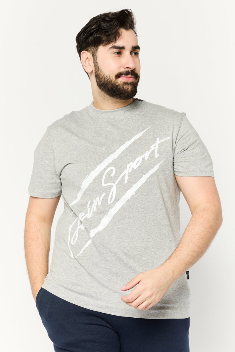 PHILIPP PLEIN Plein Sport Men Sportswear Fit Short Sleeves Outdoor T-Shirt, Grey - Image 1