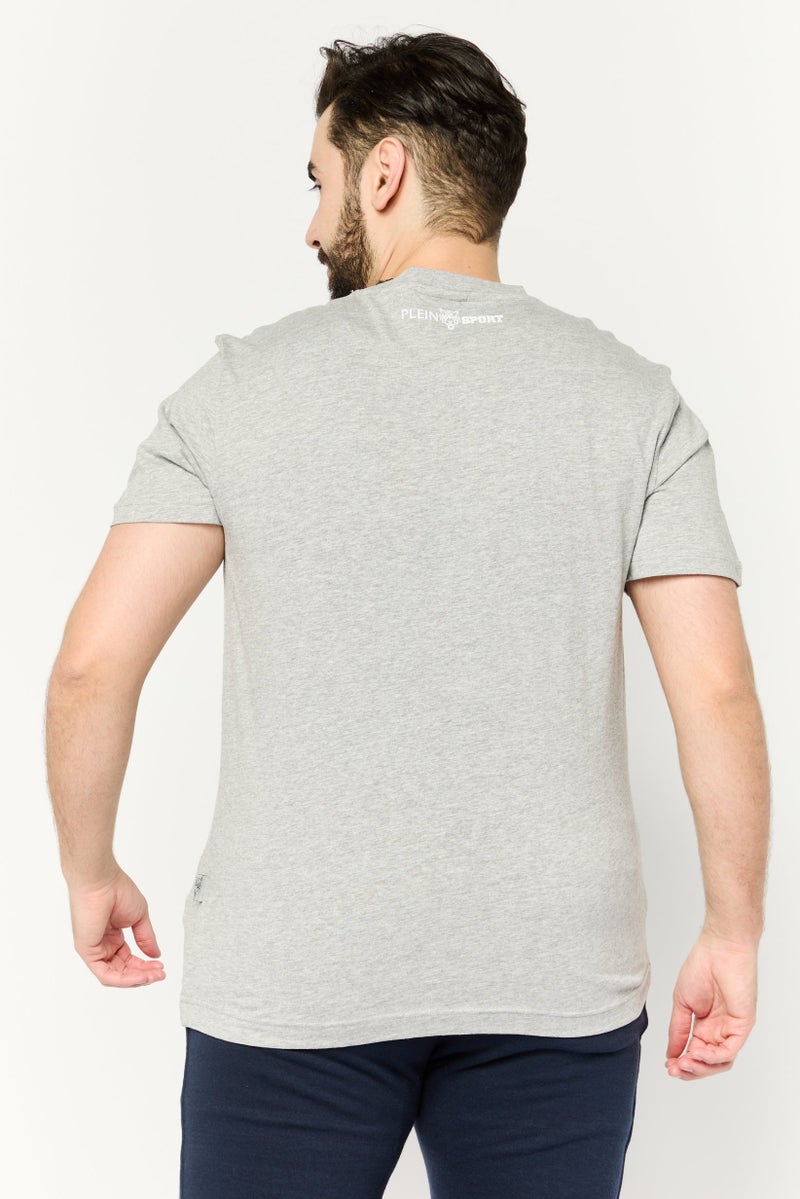 PHILIPP PLEIN Plein Sport Men Sportswear Fit Short Sleeves Outdoor T-Shirt, Grey - Image 4