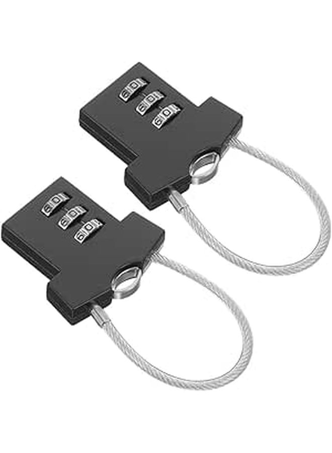 2Pcs Black Steel Cable Combination Padlocks Resettable Code for Travel Bags Gym Lockers Cabinets - Image 1