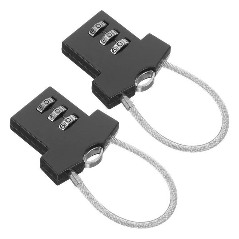 2Pcs Black Steel Cable Combination Padlocks Resettable Code for Travel Bags Gym Lockers Cabinets - Image 2