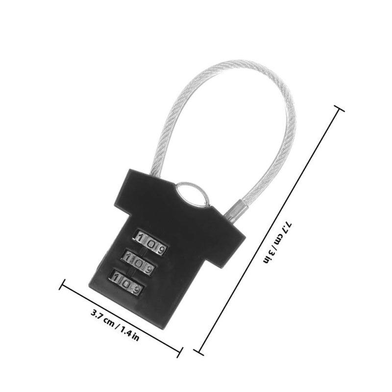 2Pcs Black Steel Cable Combination Padlocks Resettable Code for Travel Bags Gym Lockers Cabinets - Image 3
