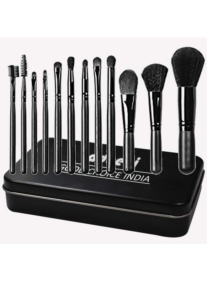 adbeni Makeup Brush Set Professional Foundation Concealer Organizer Blending Blush Liquid Powder Cosmetics Brushes Tools (Pack Of 12),Gmtry-Brsh,Black - Image 1