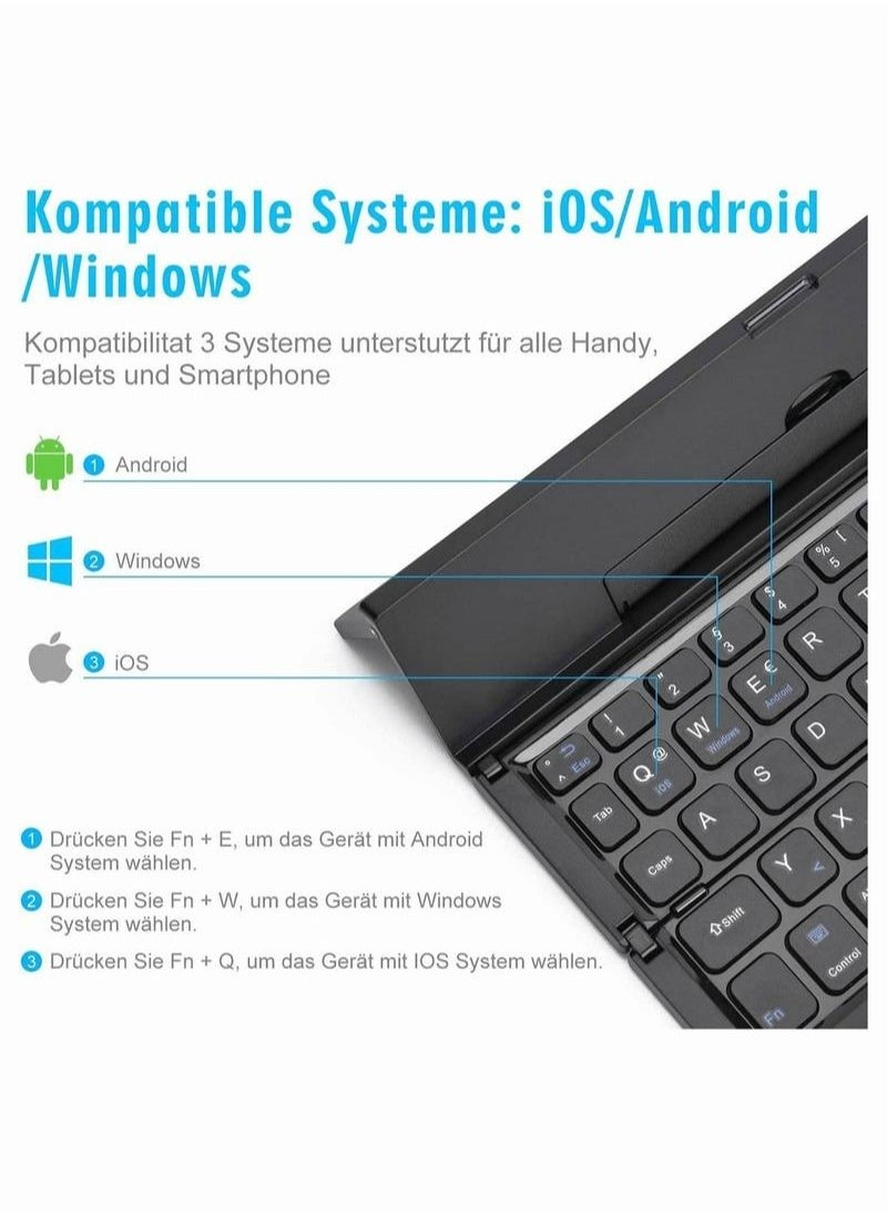 Generic - Foldable Bluetooth Keyboard, Wireless Folding Portable Keyboard for iPhone, IPad Air, iPad Mini, iPad Pro, Windows, IOS, Android, Tablets, Mac, PC and Smartphone - Image 1