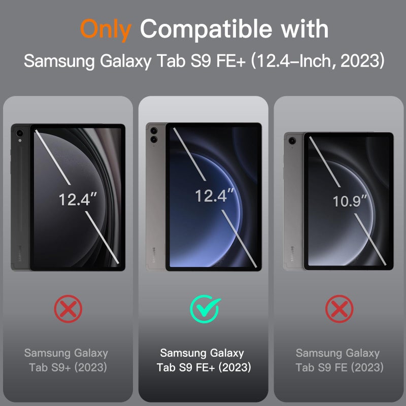 JETech Case for Samsung Galaxy Tab S9 FE+ / S9 FE Plus 12.4-Inch with S Pen Holder, Slim Folio Stand Protective Tablet Cover, Multi-Angle Viewing (Black) - Image 2