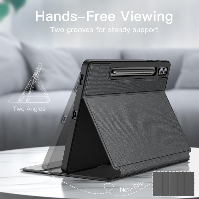 JETech Case for Samsung Galaxy Tab S9 FE+ / S9 FE Plus 12.4-Inch with S Pen Holder, Slim Folio Stand Protective Tablet Cover, Multi-Angle Viewing (Black) - Image 3