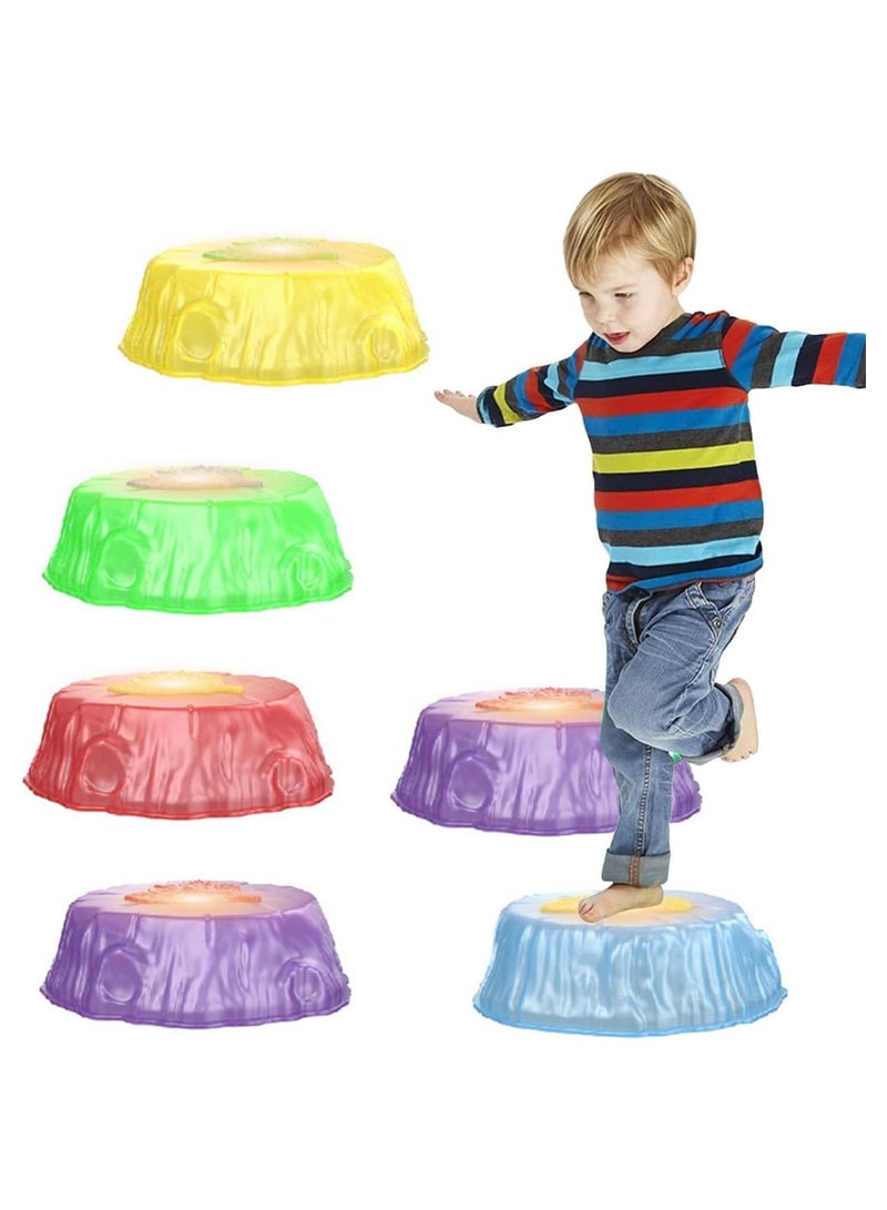 Soofam Light up Kids Stepping Stones, Non-slip Stackable Balance Stone, Encourage Toddler Balance Step Stones for Kids 3-7, Sensory Stepping Stone with Light for Indoor Outdoor Play - Image 1