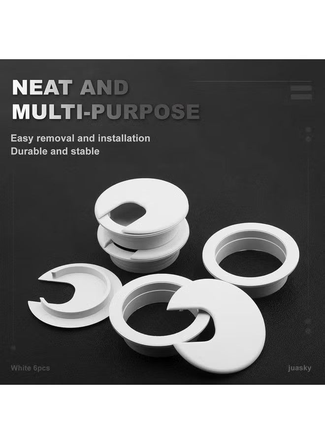 CGSYJ 2 Inch 6 Pcs Desk Grommets Kit, White Hole Covers, Plastic Grommet for Wiring, Cable, Cord, Furniture - Image 4