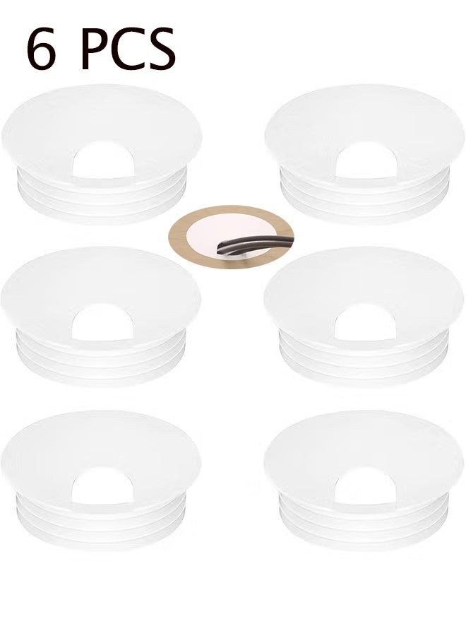 CGSYJ 2 Inch 6 Pcs Desk Grommets Kit, White Hole Covers, Plastic Grommet for Wiring, Cable, Cord, Furniture - Image 2